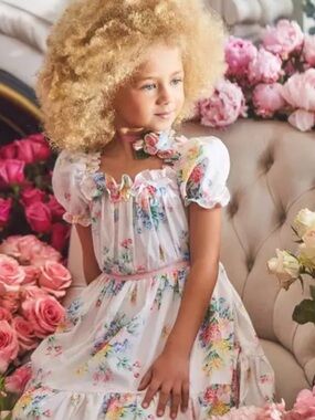 Janie and Jack | Floral Puff Sleeve Dress | Collection Petal Pink 12-18M